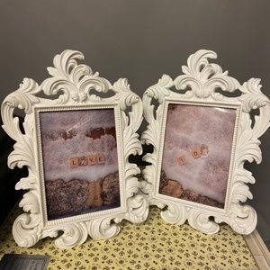 Glossy Baroque Ornate Frame White 5x7